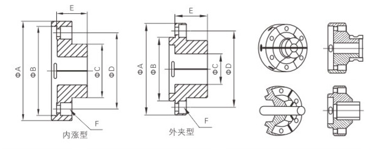 膜片筒夹尺寸结构示意图